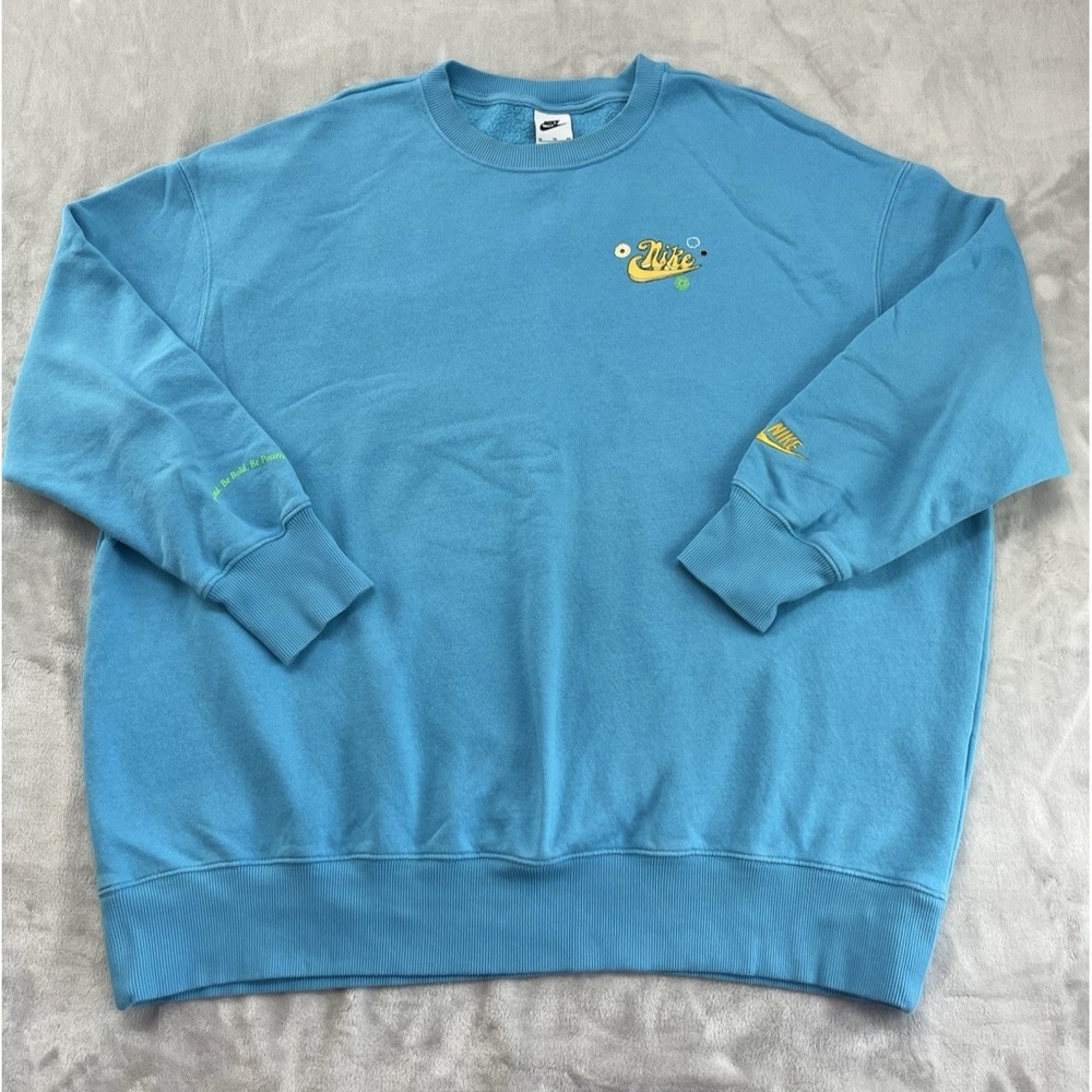 Nike Oversized Sweatshirt Women Extra Large Baltic Blue Phoenix Fleece Pullover